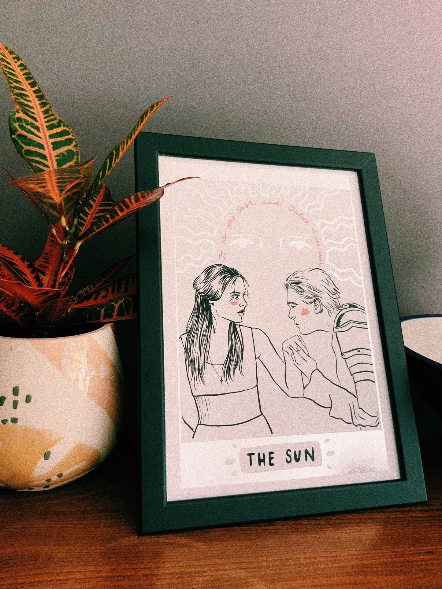Romeo and Juliet 'The Sun' Tarot Card Art Print, A4, Holographic Foiled