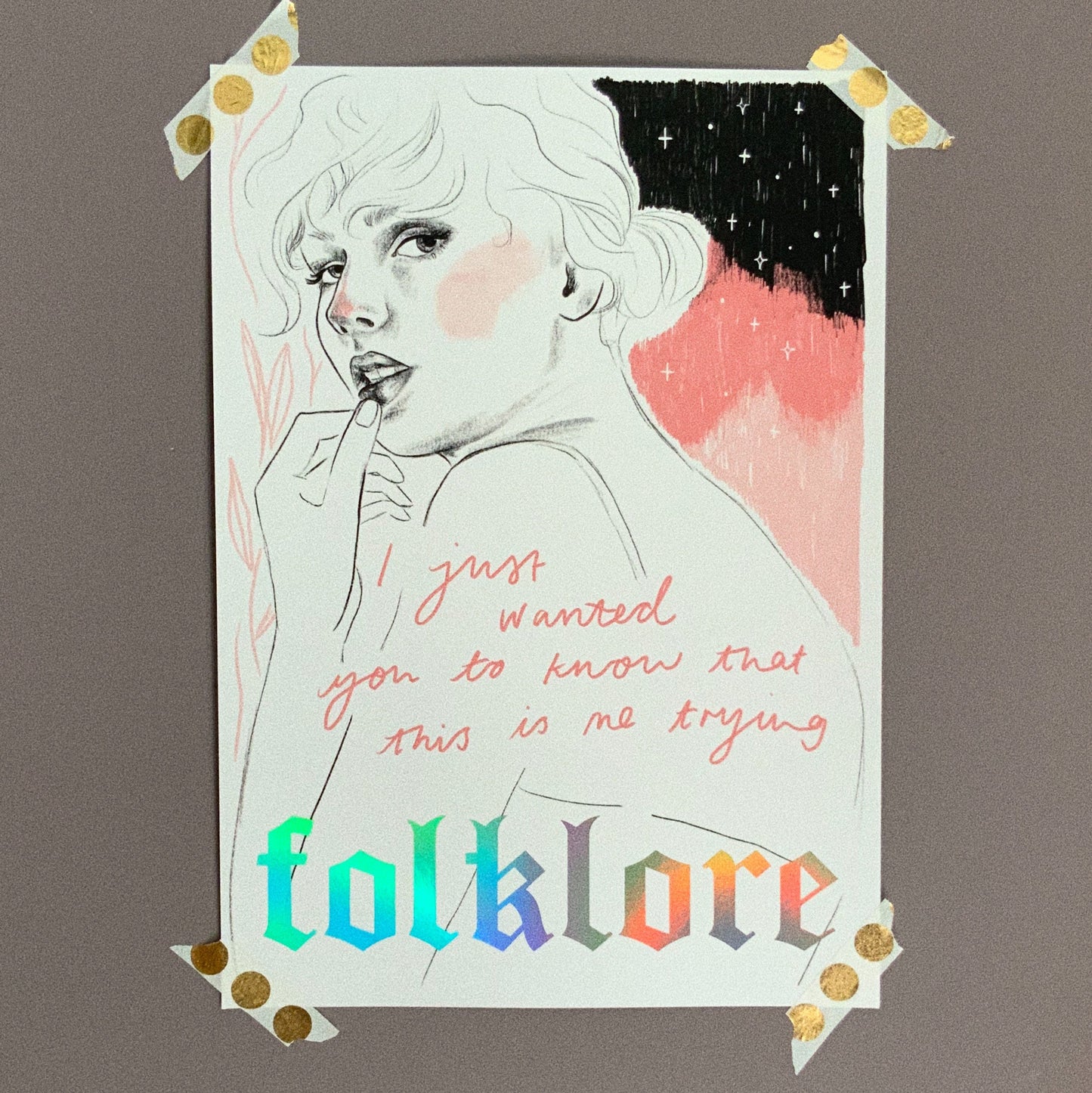 folklore Taylor Swift A4 holographic art print Version B