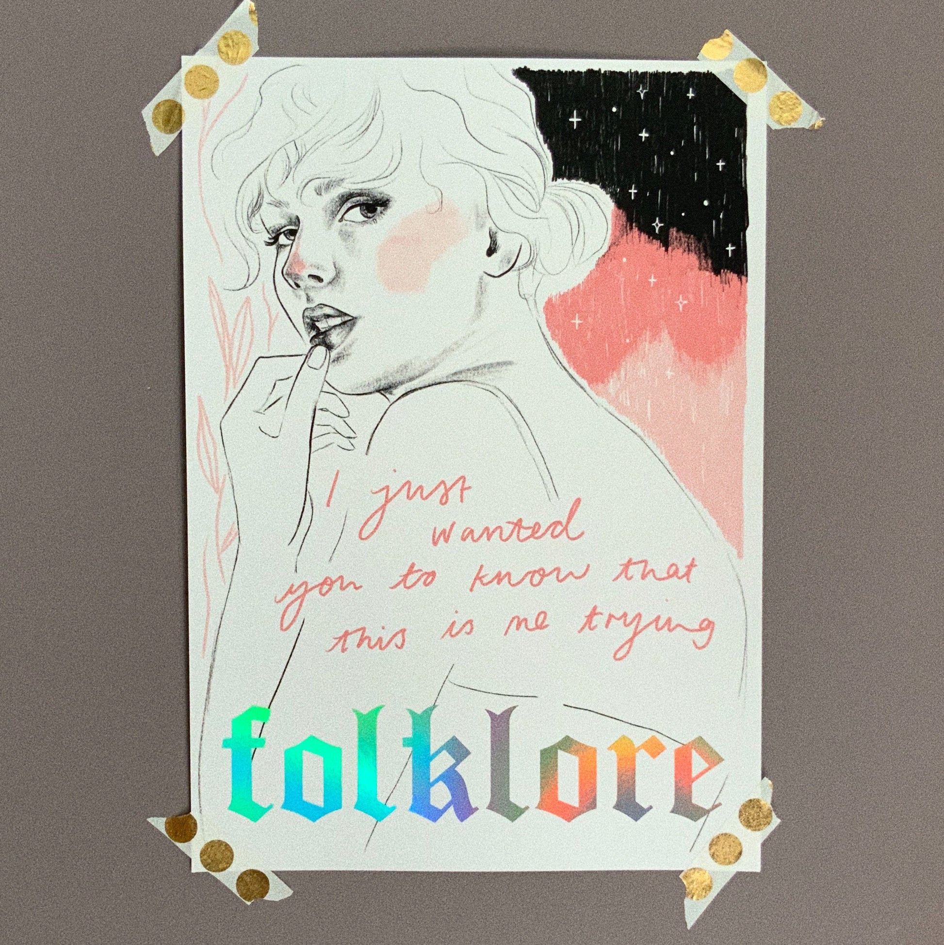folklore Taylor Swift A4 holographic art print Version B