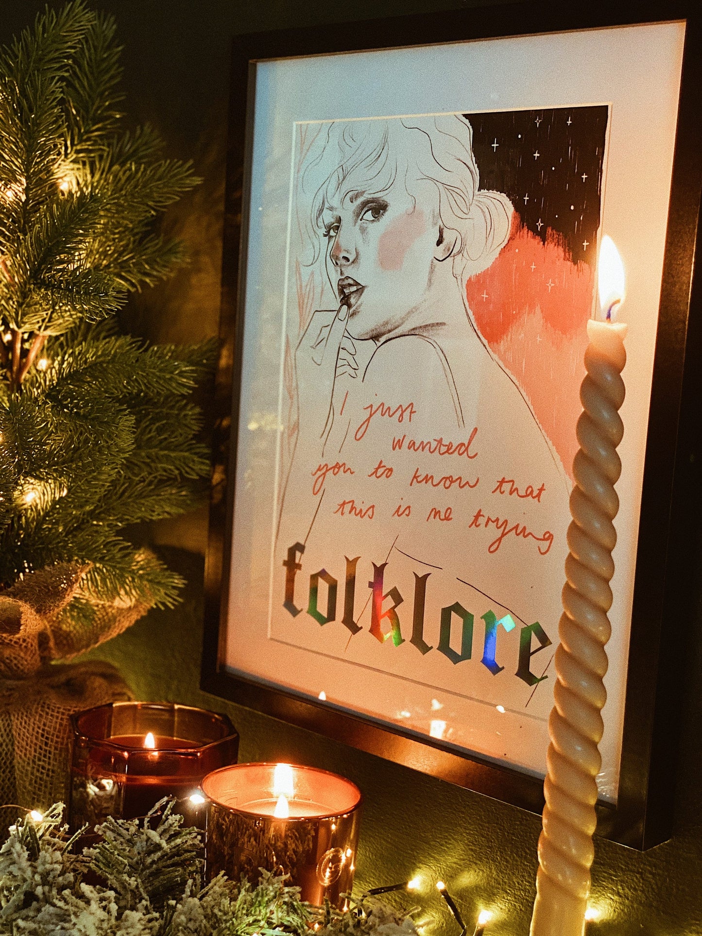 folklore Taylor Swift A4 holographic art print Version B