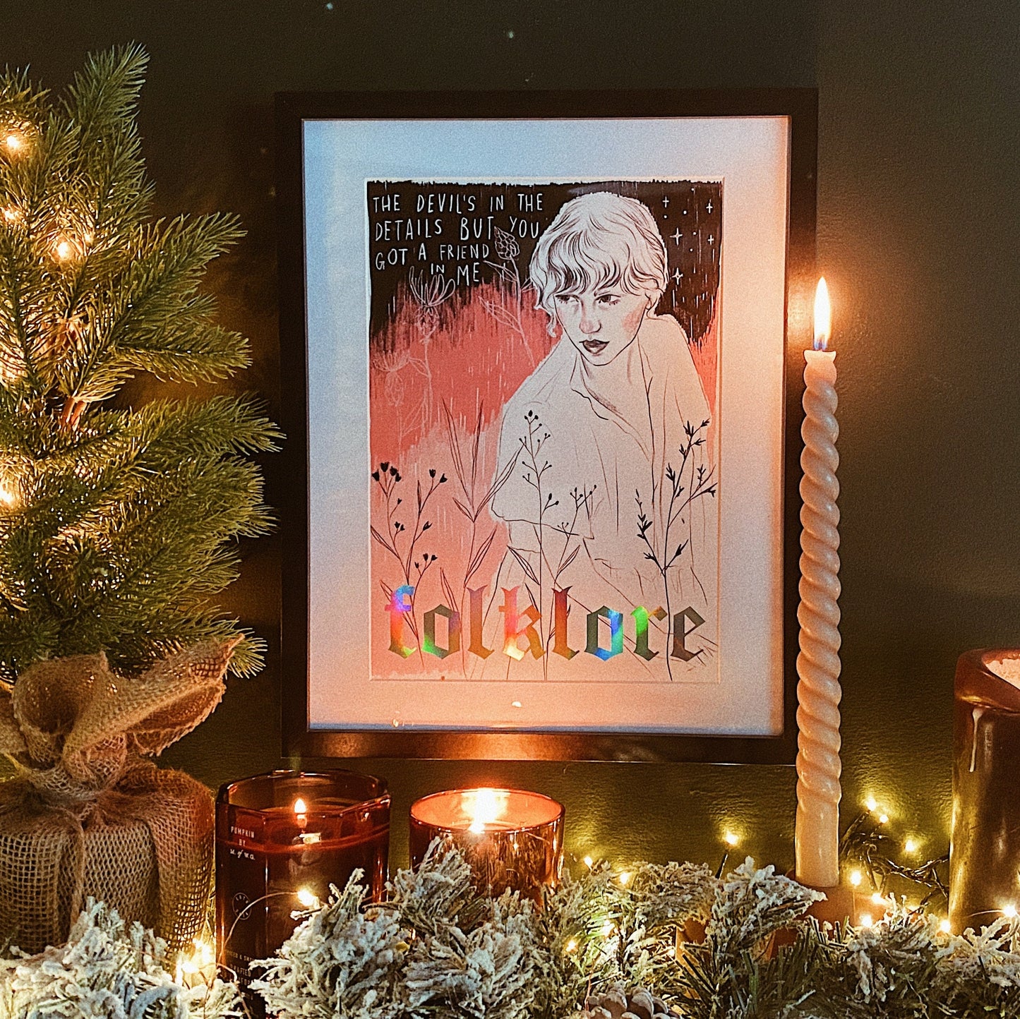 folklore Taylor Swift A4 holographic foiled art print Version A