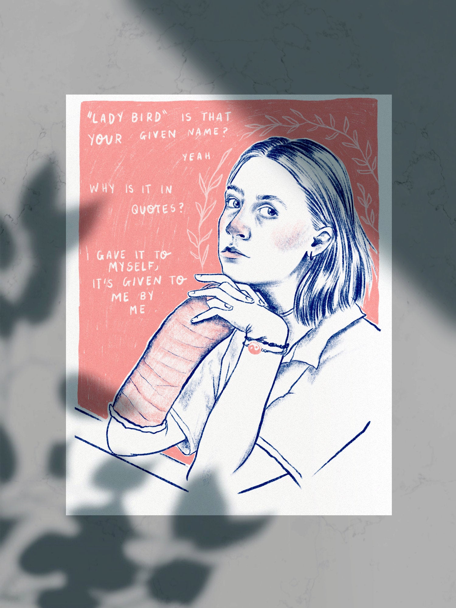 Lady Bird - 'Is that your given name?' - A4 Art Print