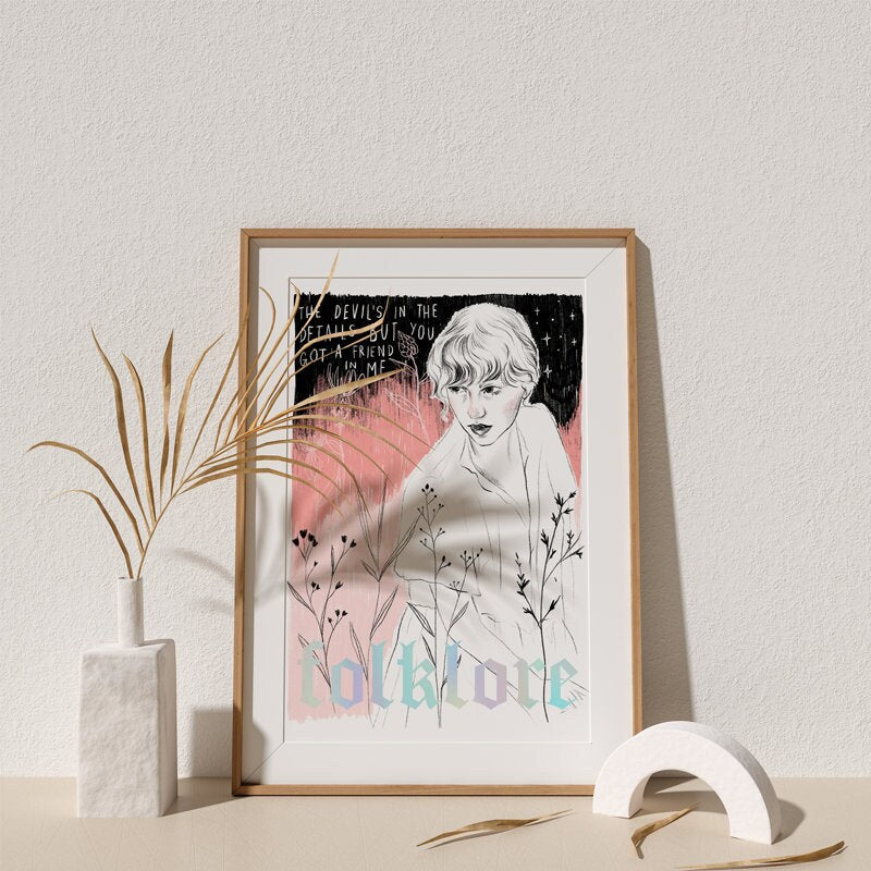 folklore Taylor Swift A4 holographic foiled art print Version A