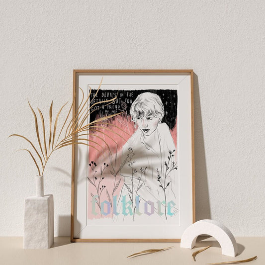 folklore Taylor Swift A4 holographic foiled art print Version A