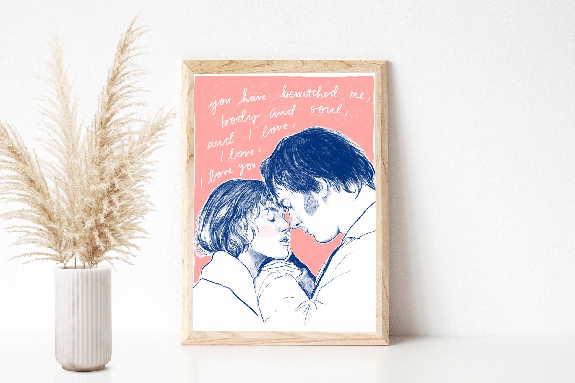 Pride and Prejudice 2005 A4 Art Print in Blue and Pink
