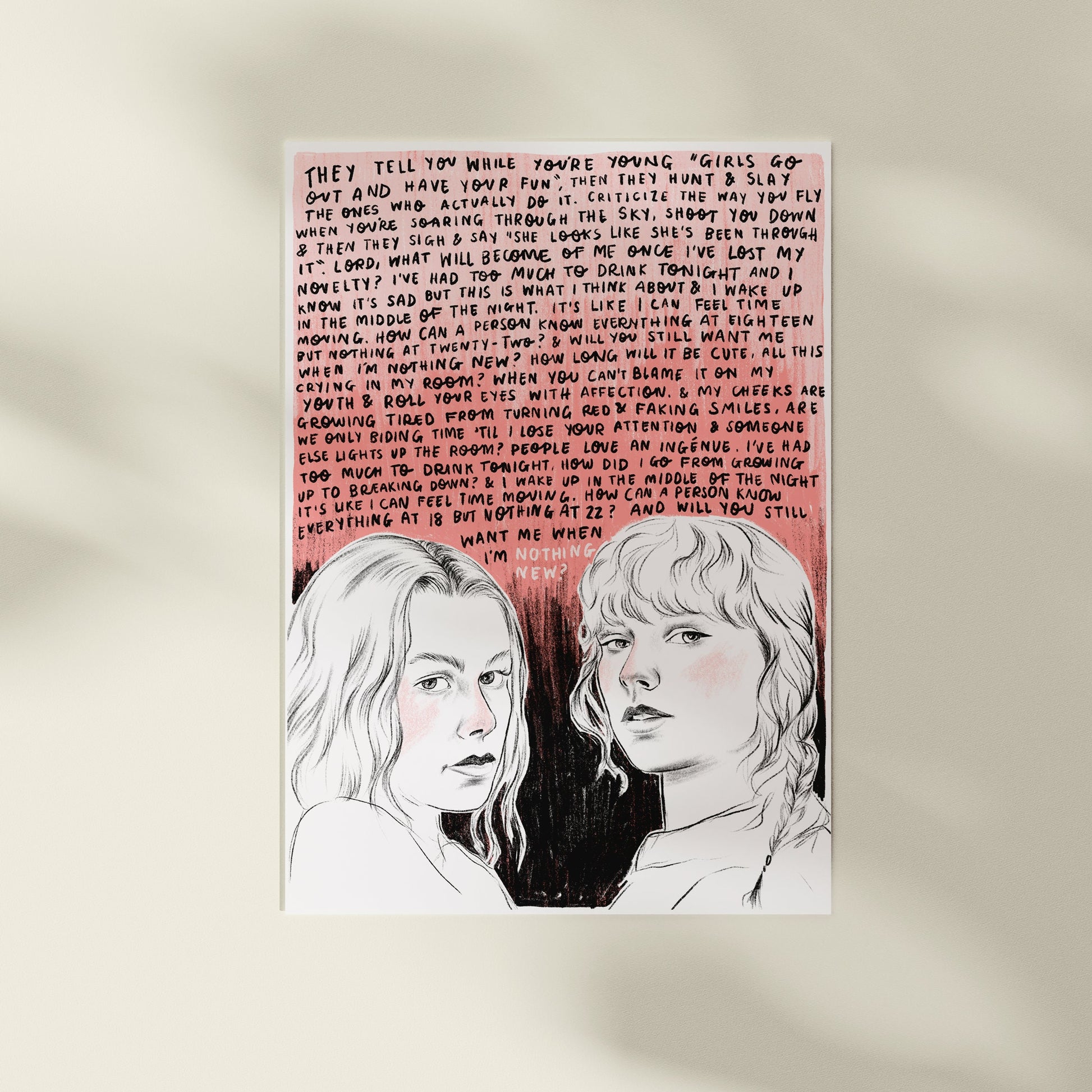 Taylor Swift and Phoebe Bridgers 'Nothing New' A4 Print