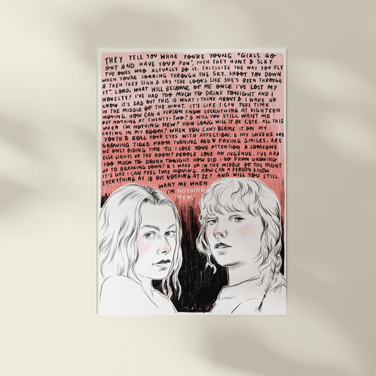 Taylor Swift and Phoebe Bridgers 'Nothing New' A4 Print