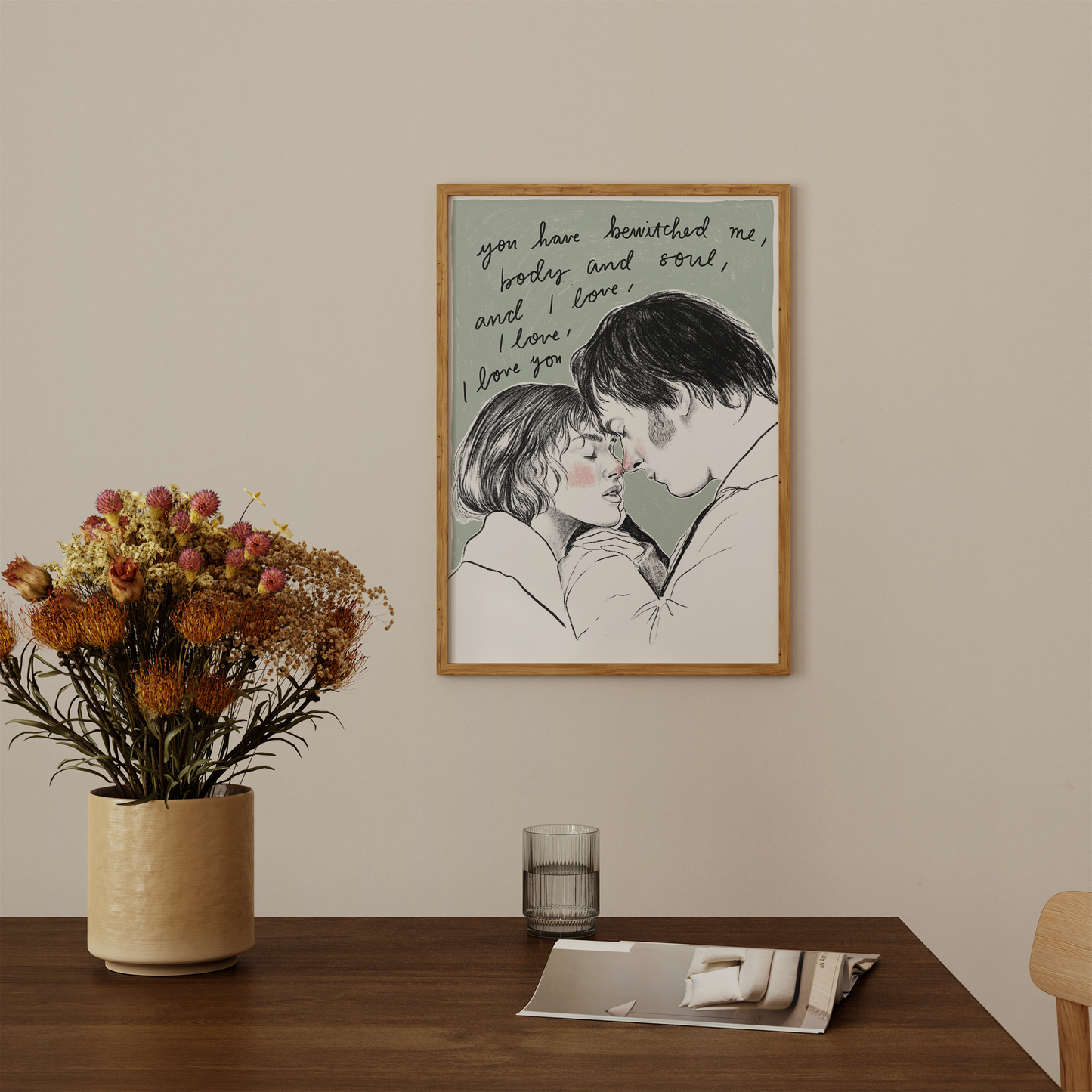 pride and prejudice giclée large prints in green