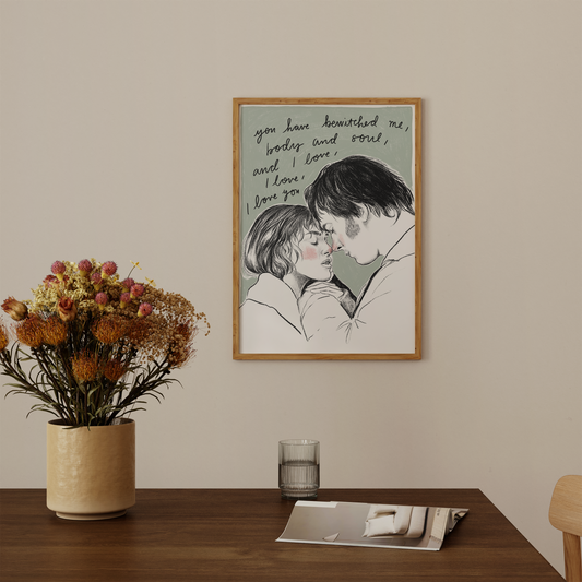 pride and prejudice giclée large prints in green