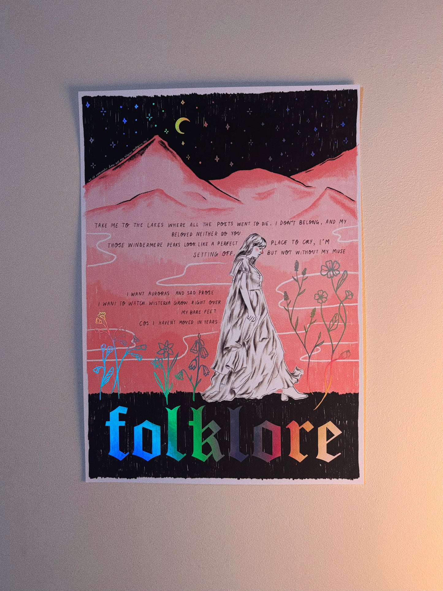 Folklore 'The Lakes' Taylor A4 Holographic Art Print