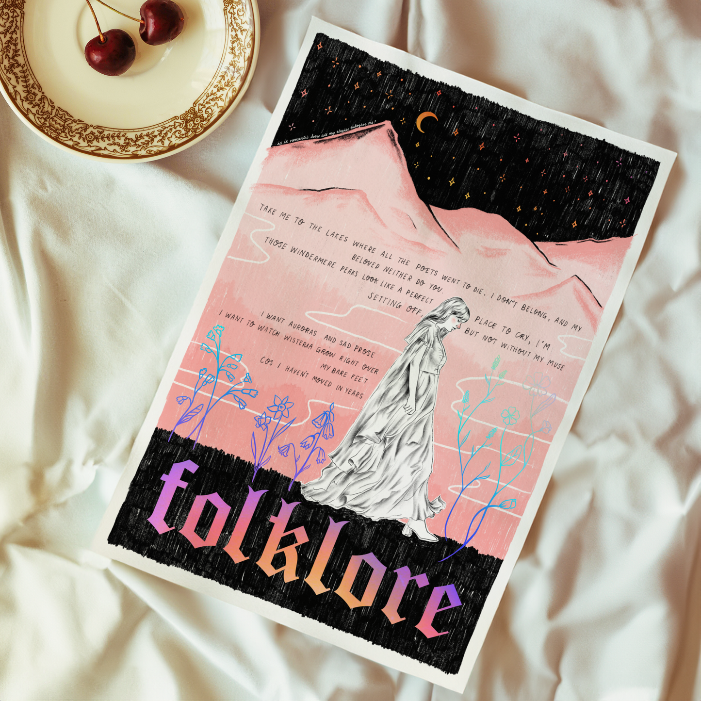 Folklore 'The Lakes' Taylor A4 Holographic Art Print