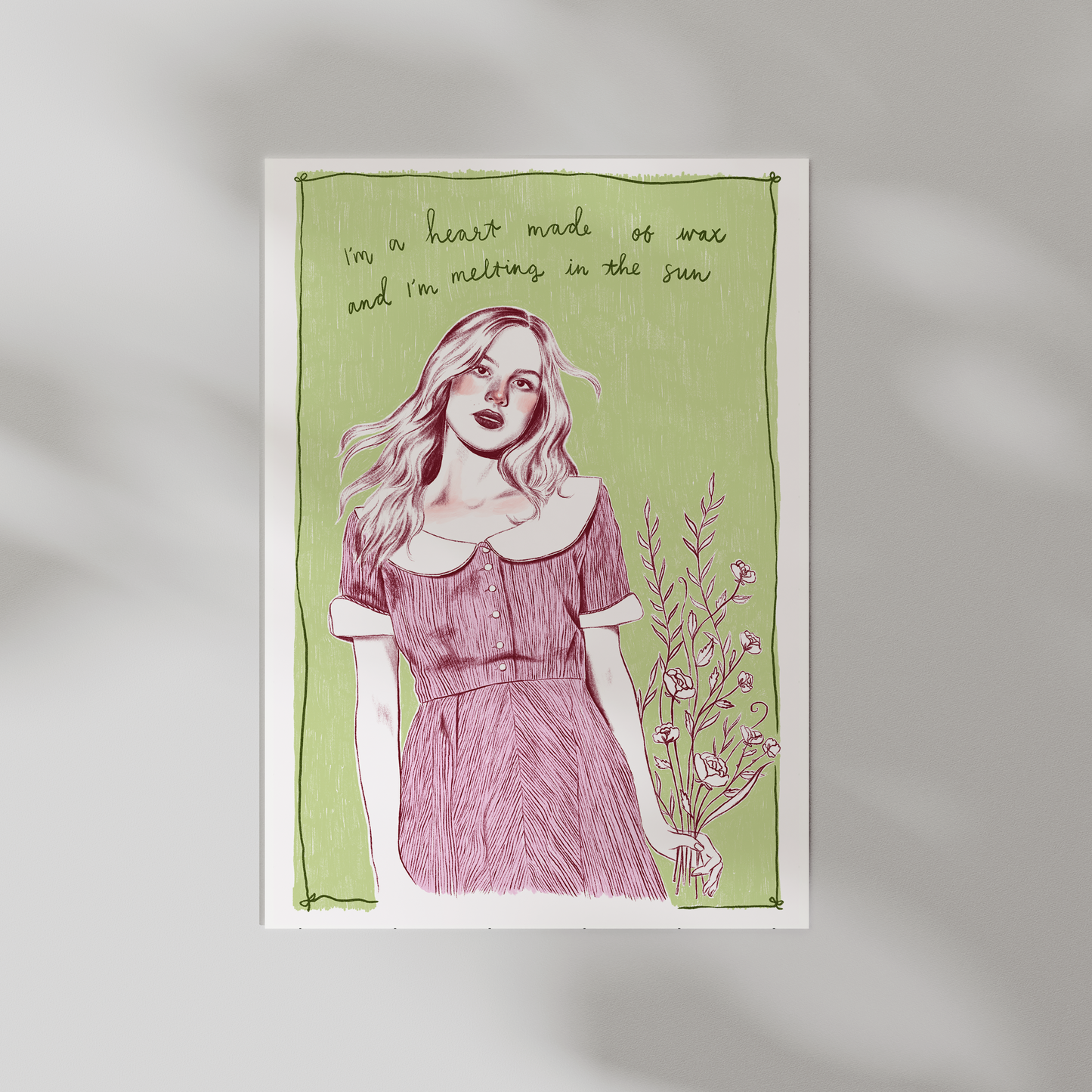 Olivia Rodrigo 'Stupid Song' in green, A4 art print