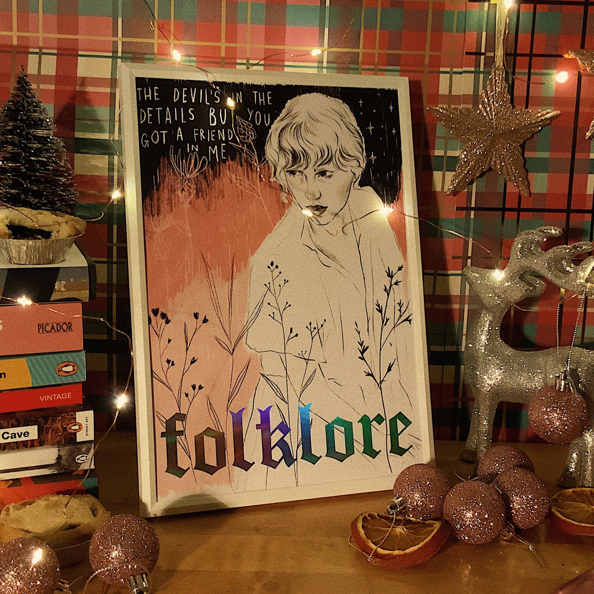 folklore Taylor Swift A4 holographic foiled art print Version A