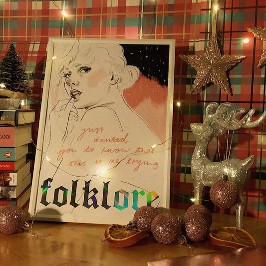 folklore Taylor Swift A4 holographic art print Version B