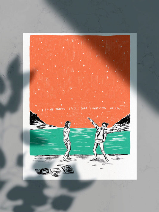 Moonrise Kingdom - On the Beach - A4 Art Print